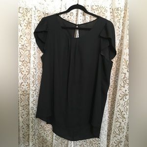 Black chiffon tulip sleeve blouse Torrid 2X